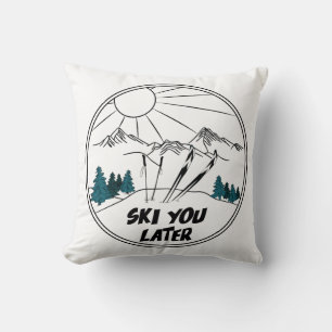 Ski You Later Funny Ski Pun Throw Pillow