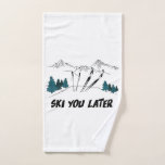 Ski You Later Ski Resort Winter Scene Hand Towel at Zazzle