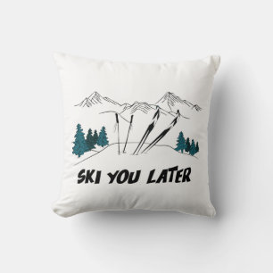 Ski You Later Ski Resort Winter Scene Throw Pillow