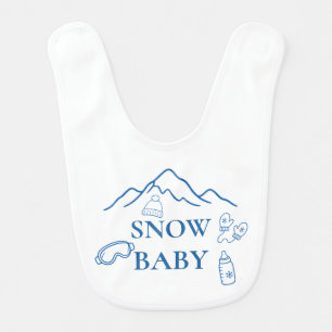 Ski You Soon Winter Blue Boy Baby Shower Bib