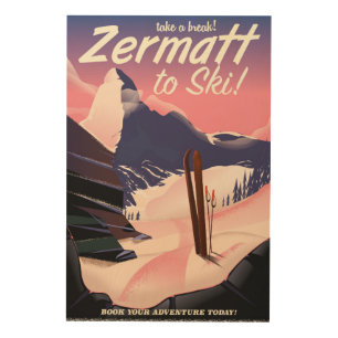 Ski Zermatt retro vacation poster