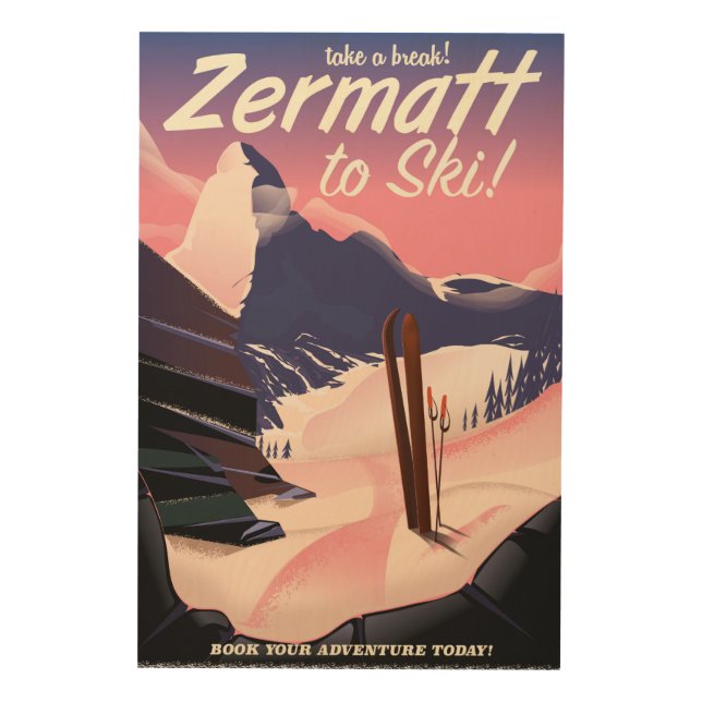 Ski Zermatt retro vacation poster (Front)