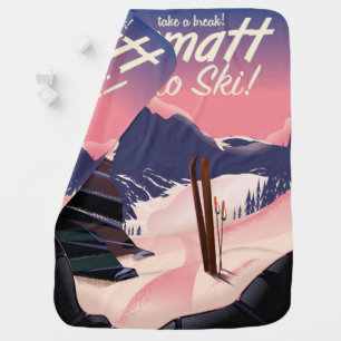 Ski Zermatt retro vacation poster Baby Blanket