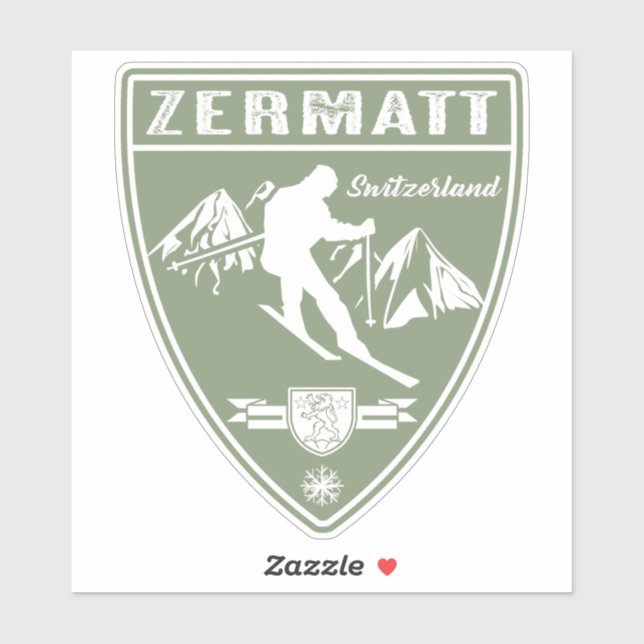 Ski Zermatt Switzerland Sticker (Sheet)