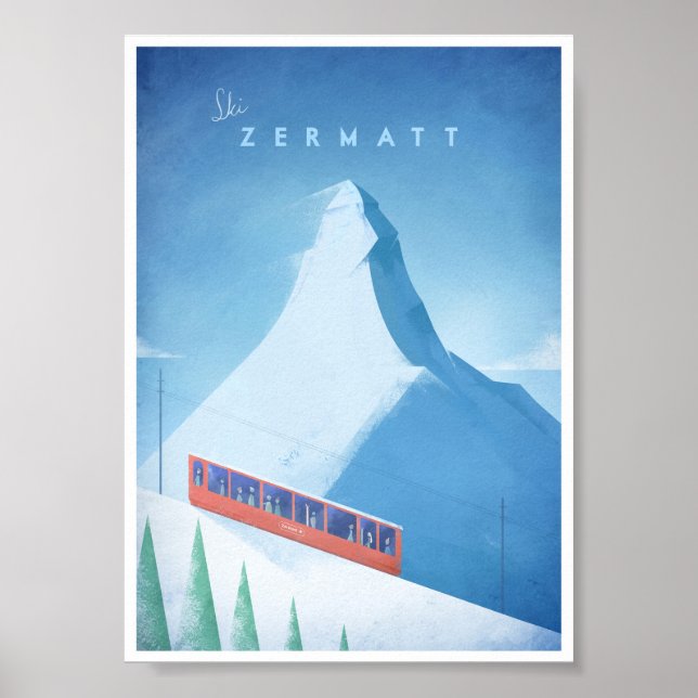 Ski Zermatt Vintage Travel Poster (Front)
