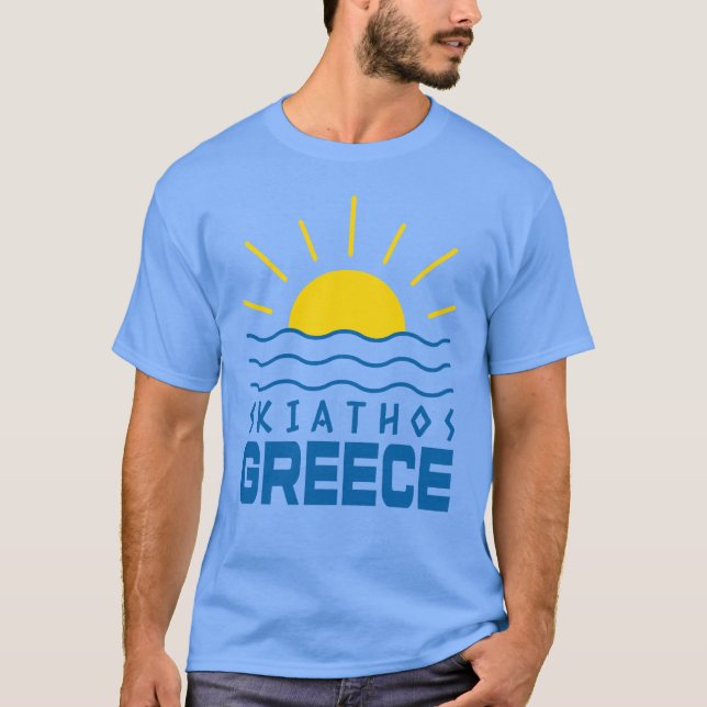 Skiathos Greece Sunshine And Sea Men's Blue T-Shirt (Front)