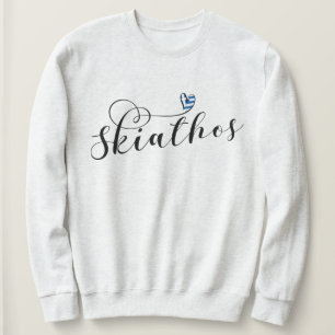 Skiathos Heart Design With Greek Flag Sweatshirt