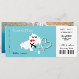 Skiathos Wedding Destination Ticket Boarding Pass Invitation
