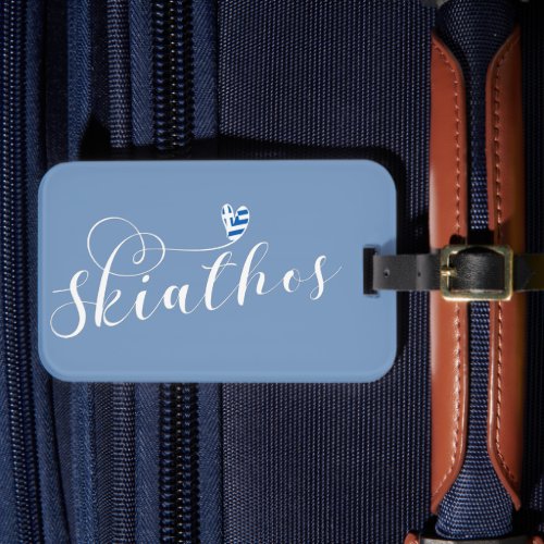 Skiathos With Greek Flag Design Luggage Tag