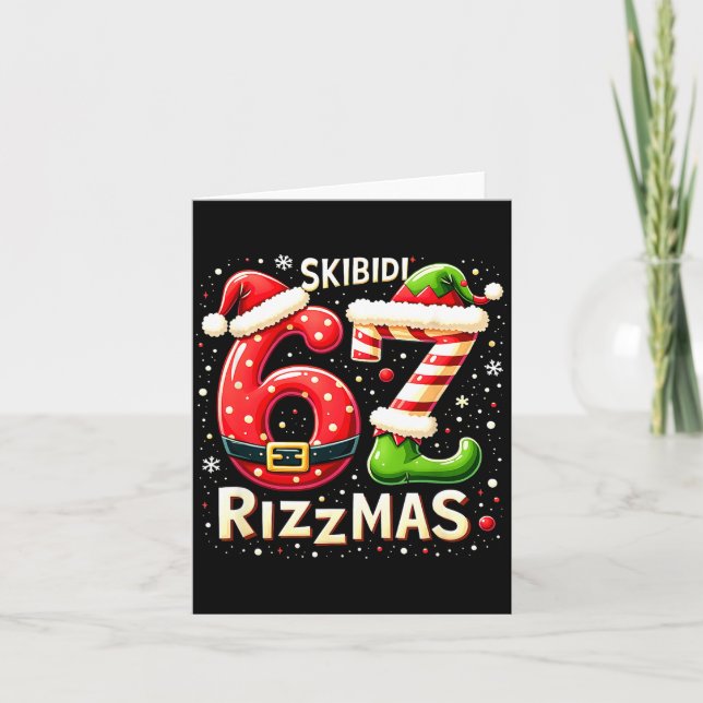 Skibidi 67 Rizzmas Christmas Meme Funny Elf Santa  Card (Front)