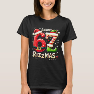 Skibidi 67 Rizzmas Christmas Meme Funny Elf Santa T-Shirt