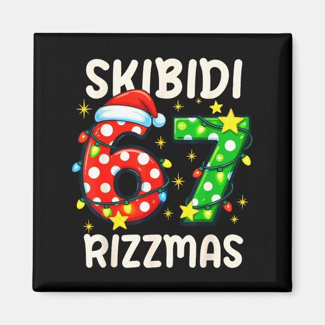 Skibidi 67 Rizzmas Funny Six Seven Meme Christmas  Magnet (Front)