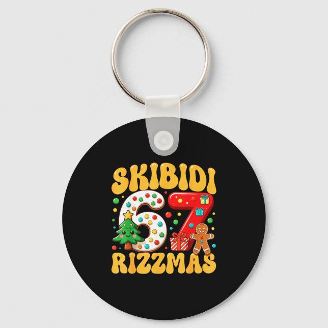 Skibidi 67 Rizzmas Six Seven Meme Christmas Boys G Keychain (Front)