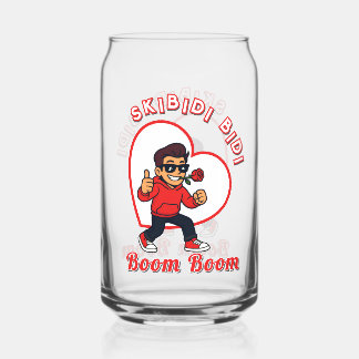 Skibidi Bidi Boom Boom Valentine Meme - Cartoon Can Glass