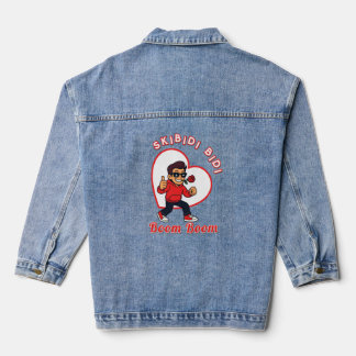 Skibidi Bidi Boom Boom Valentine Meme - Cartoon Denim Jacket