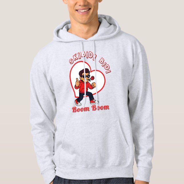 Skibidi Bidi Boom Boom Valentine Meme - Cartoon Hoodie (Front)
