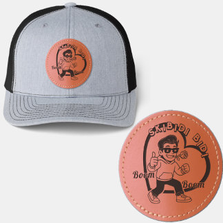 Skibidi Bidi Boom Boom Valentine Meme - Cartoon Leather Patch Hat