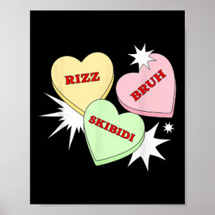 Skibidi Bruh Rizz - Funny Valentines Day Love Hear Poster