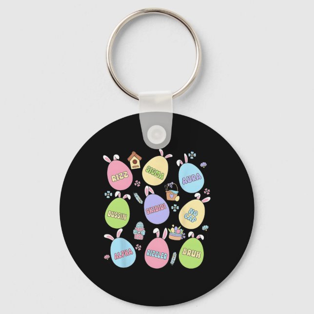 Skibidi Easter Day Egg Hunt Funny No Cap Rizz Meme Keychain (Front)