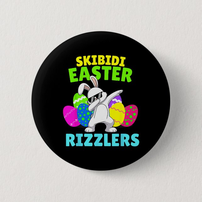 Skibidi Easter - Funny Easter Rizzler Gen Alpha Sl Button (Front)