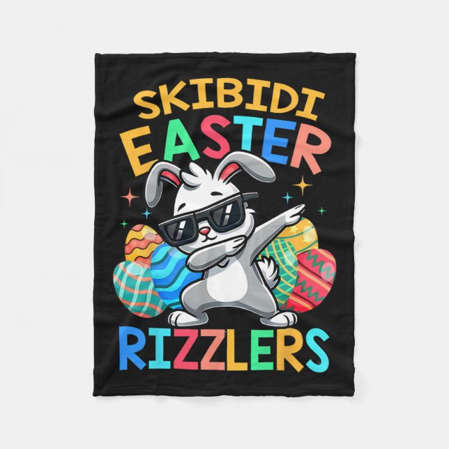 Skibidi Easter Funny Easter Rizzlers Sigma Gen Alp Fleece Blanket (Front)