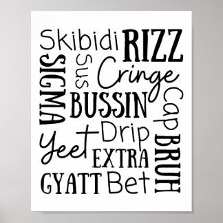 Skibidi Rizz Funny Kids Rizz Bussin Gen Z Christma Poster