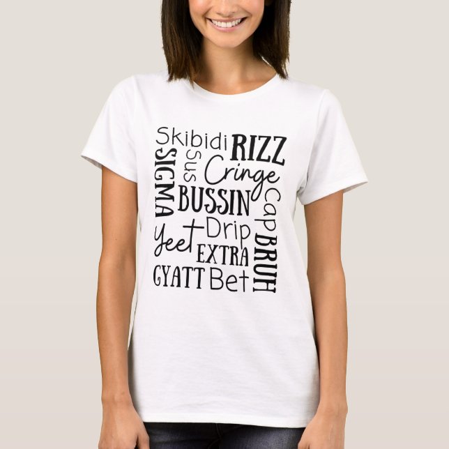 Skibidi Rizz Funny Kids Rizz Bussin Gen Z Christma T-Shirt (Front)