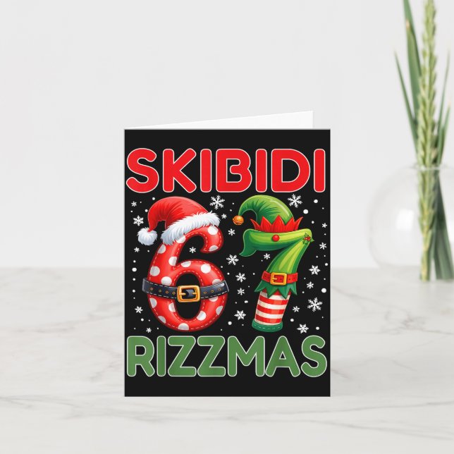 Skibidi Rizzmas 67 Christmas Six Seven Xmas Funny  Card (Front)