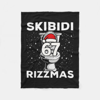 Skibidi Rizzmas 67 Funny Toilet Santa 6 7 Xmas Gen Fleece Blanket
