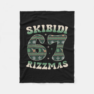 Skibidi Rizzmas 67 Six Seven Meme Ugly Christmas F Fleece Blanket
