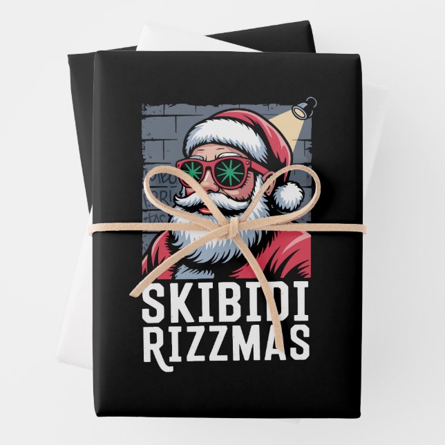 Skibidi Rizzmas Christmas Rizz Santa Claus Xmas Wrapping Paper Sheets (In situ)