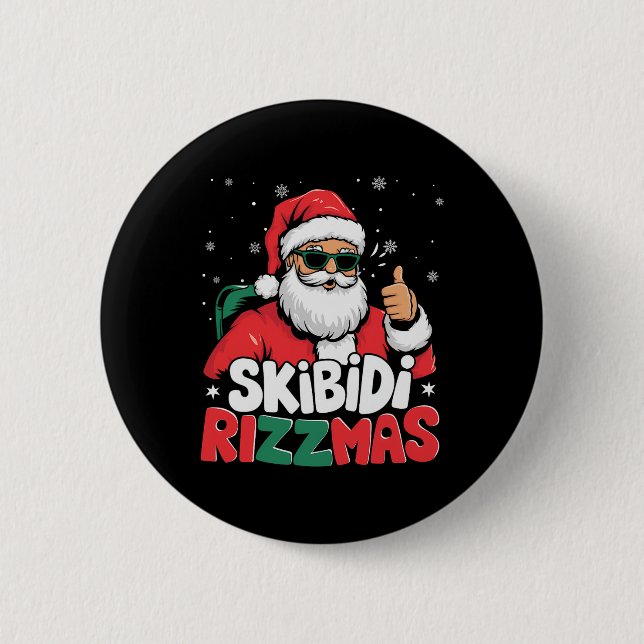 Skibidi Rizzmas Christmas Santa Claus Merry Rizz M Button (Front)