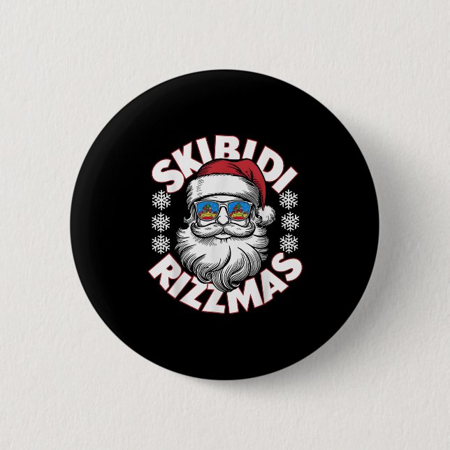 Skibidi Rizzmas Christmas Xmas Rizz Santa Claus Ch Button (Front)