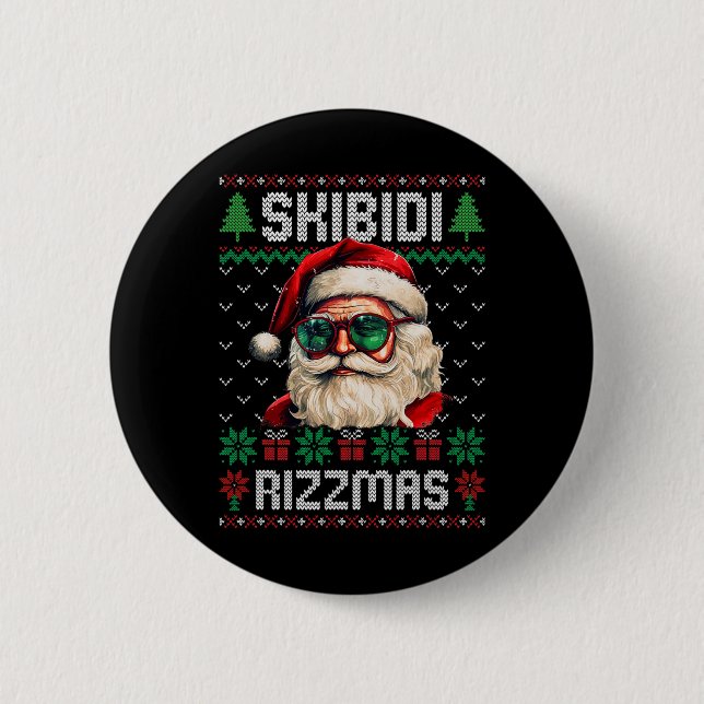 Skibidi Rizzmas Funny Gen Alpha Slang Christmas  Button (Front)