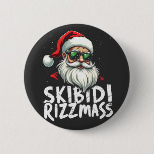 Skibidi Rizzmas Funny Gen Alpha Slang Christmas Button