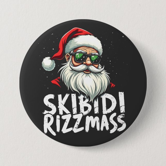 Skibidi Rizzmas Funny Gen Alpha Slang Christmas   Button (Front)
