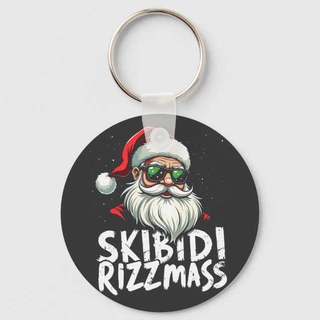Skibidi Rizzmas Funny Gen Alpha Slang Christmas   Keychain (Front)