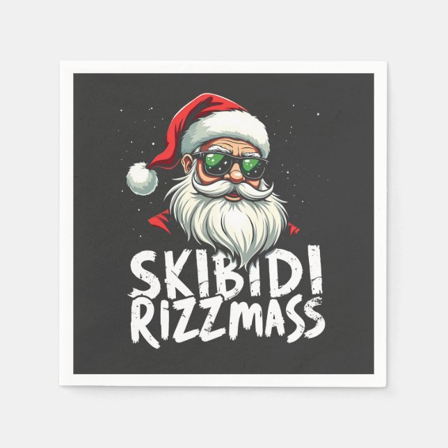 Skibidi Rizzmas Funny Gen Alpha Slang Christmas Napkins (Front)
