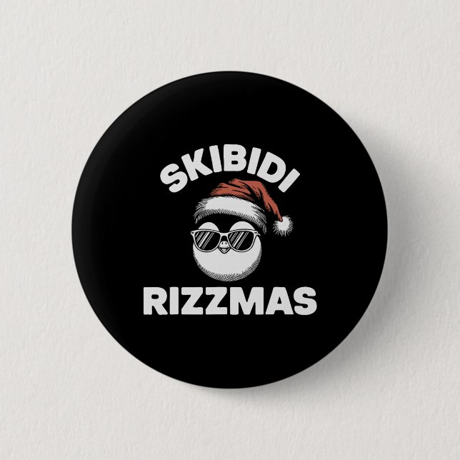 Skibidi Rizzmas Funny Gen Alpha Slang Christmas Pe Button (Front)
