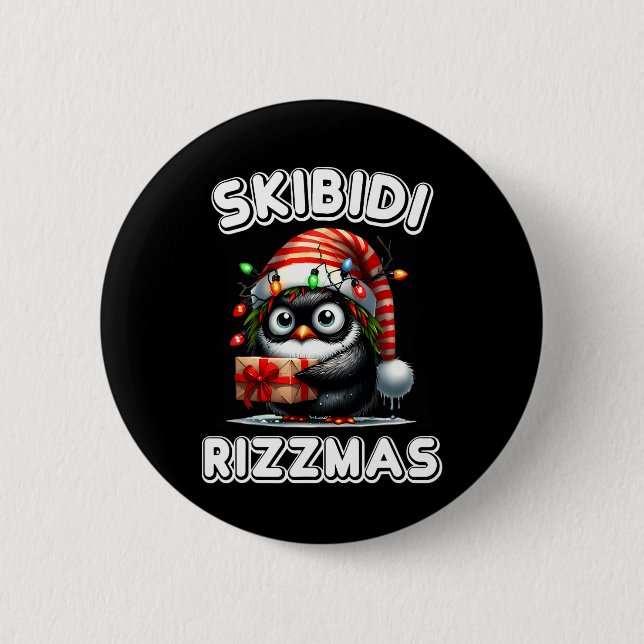 Skibidi Rizzmas Funny Gen Alpha Slang Christmas Pe Button (Front)
