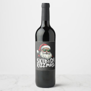Skibidi Rizzmas Funny Gen Alpha Slang Christmas   Wine Label