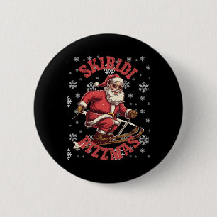 Skibidi Rizzmas Funny Santa Rizz Christmas Ski San Button