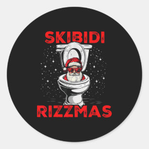 Skibidi Rizzmas Funny Santa Toilet White Elephant Classic Round Sticker