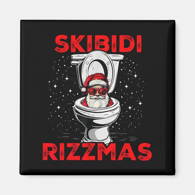 Skibidi Rizzmas Funny Santa Toilet White Elephant  Magnet (Front)