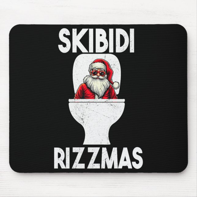 Skibidi Rizzmas Funny Toilet Santa Claus Christmas Mouse Pad (Front)