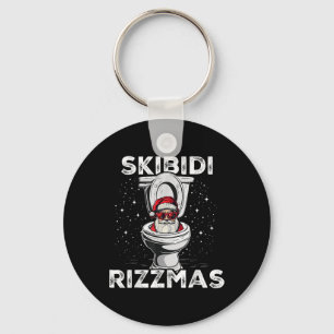 Skibidi Rizzmas Funny Toilet Santa White Elephant Keychain