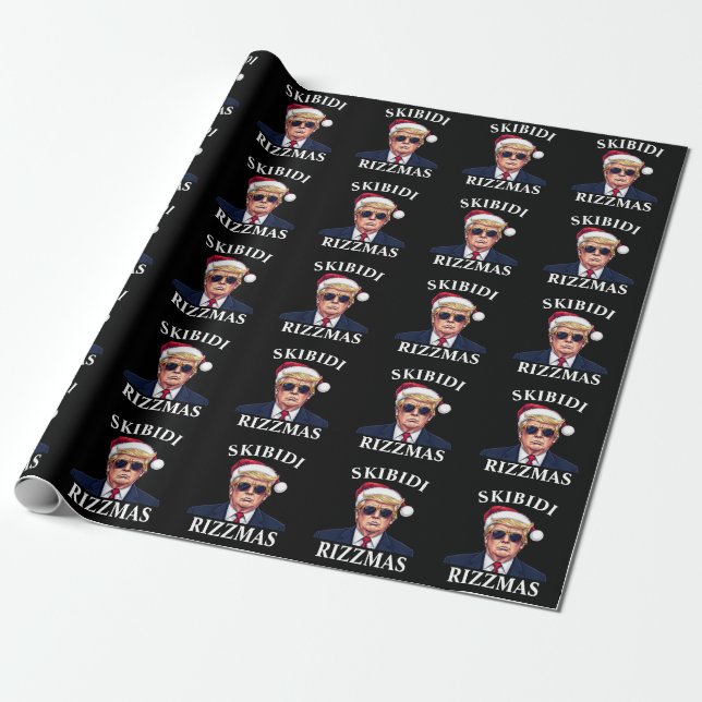 Skibidi Rizzmas  Make Christmas Great Again Xmas Wrapping Paper (Unrolled)