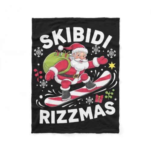 Skibidi Rizzmas Santa Clause Skating Board Rizz Ho Fleece Blanket