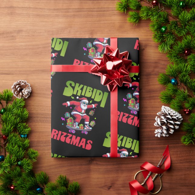 Skibidi Rizzmas Santa on his Skate  Wrapping Paper (Holiday Gift)