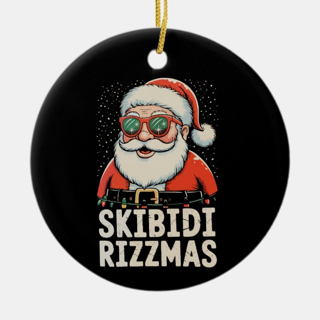 Skibidi Rizzmas Santa Rizz Christmas Xmas Holiday Ceramic Ornament (Front)